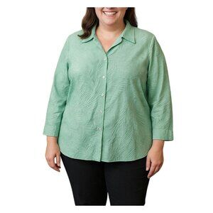 Scott Taylor Mint Green Textured Button-Up Long Sleeve Shirt Womens XL